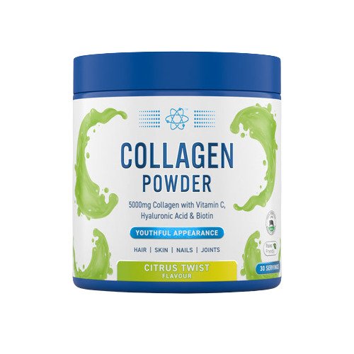 Beholder med Applied Nutrition Collagen pulver i smagen Citrus Twist, 165 g