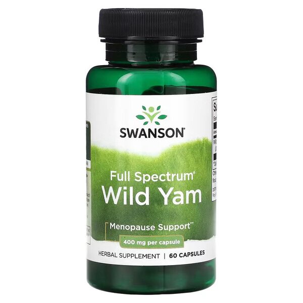 Swanson Full Spectrum Wild Yam 400 mg, pakning med 60 kapsler