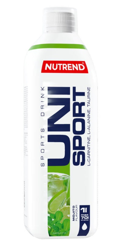 Flaske med Nutrend Unisport sportsdrik-koncentrat i smagen Mojito, 1000 ml