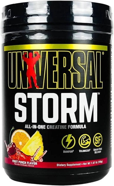 Spand med Universal Nutrition Storm kreatinblanding i smagen Fruit Punch, 759 g