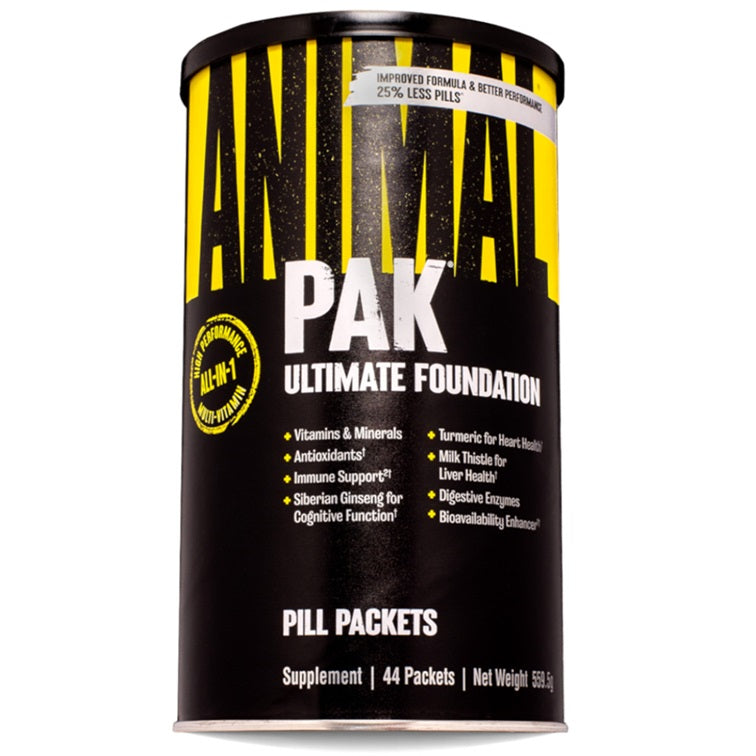 Beholder med Universal Nutrition Animal Pak multivitaminer, 44 tabletpakker