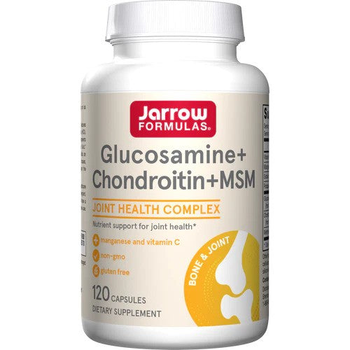 Beholder med Jarrow Formulas Glukosamin, kondroitin og MSM, 120 kapsler
