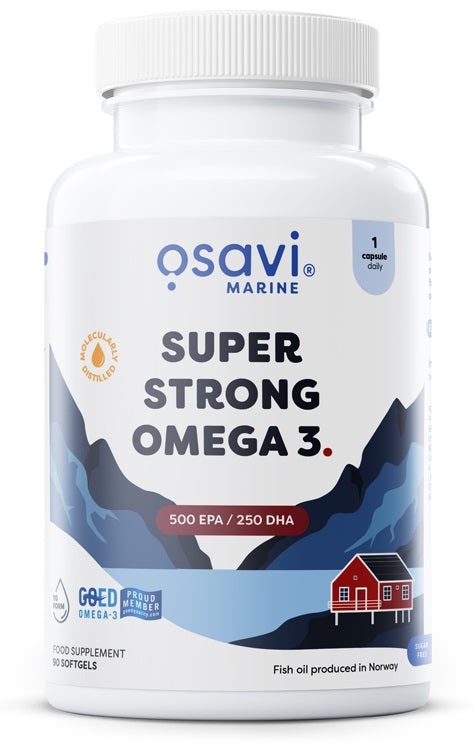 Pakke med Osavi Super Strong Omega 3, 90 bløde kapsler med EPA og DHA