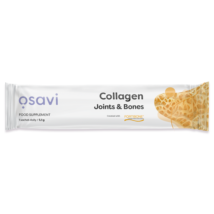Pose med Osavi kollagenpeptider i pulverform, portion på 5,1 g