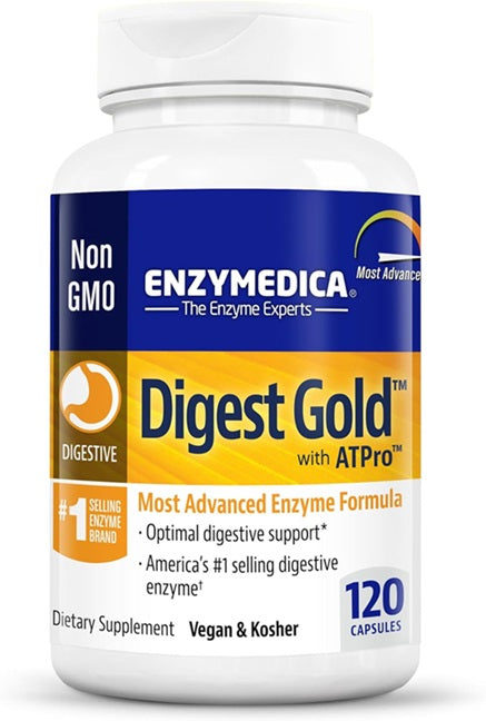 Flaske med Enzymedica Digest Gold med ATPro enzymblanding, 120 kapsler