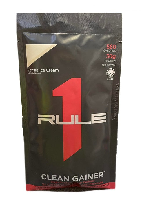 Rule One R1 Clean Gainer i smagen Chocolate Fudge, enkeltportion på 50 g