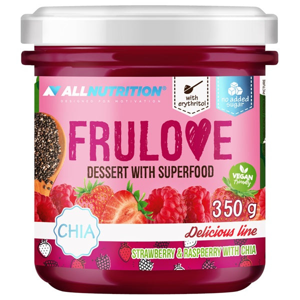 Allnutrition Frulove-dessert med jordbær og hindbær med chia, 350 g
