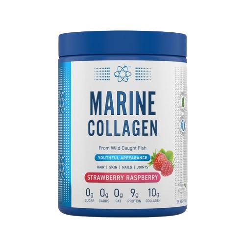 Dåse med Applied Nutrition Marine Collagen pulver, Strawberry Raspberry, 300 g