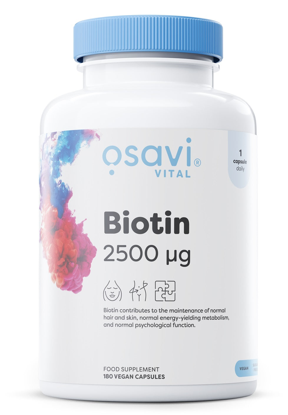 Osavi Biotin 2500 mcg i pakke med 180 veganske kapsler