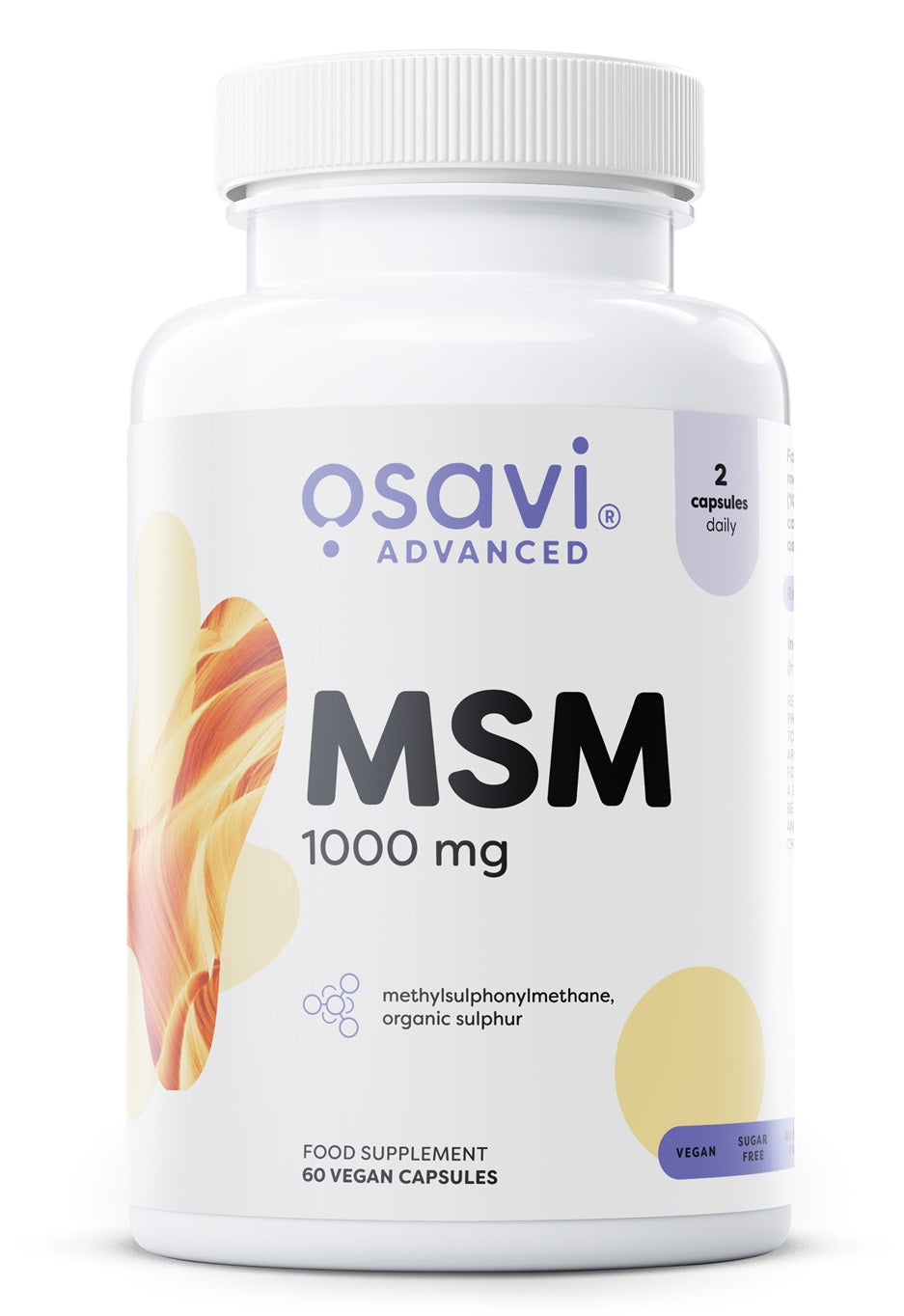 Osavi MSM 1000 mg, pakke med 60 veganske kapsler