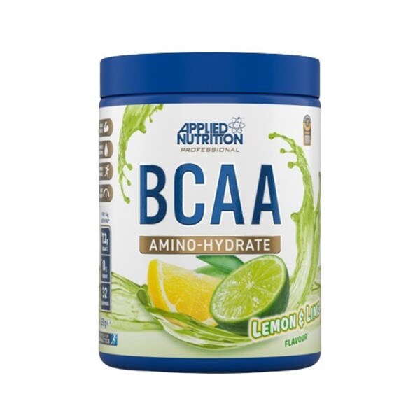 Beholder med Applied Nutrition BCAA Amino-Hydrate pulver, Lemon og Lime, 450 g