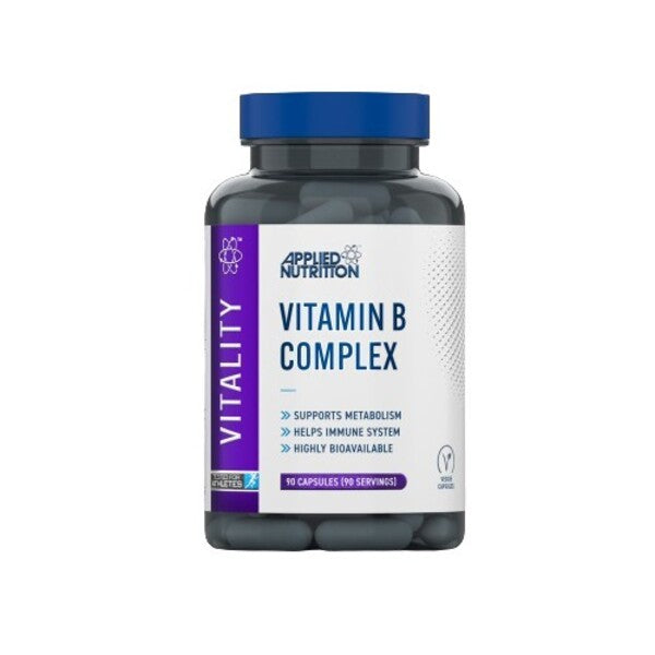 Dåse med Applied Nutrition Vitality vitamin B-kompleks, 90 kapsler