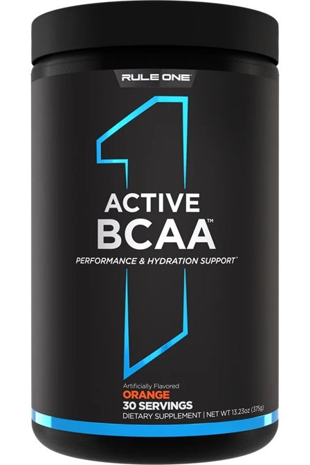 Rule One Active BCAA i smagen Orange, beholder med 375 g pulver
