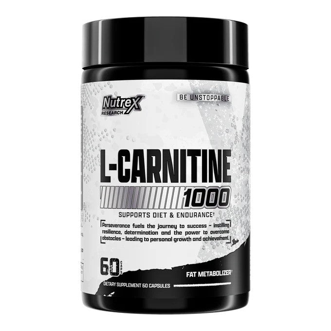 Pakke med Nutrex Carnitine 1000 L-carnitin, 60 vegetariske kapsler