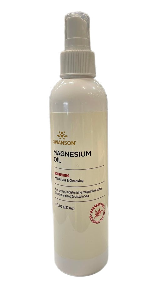 Flaske med Swanson magnesiumoliespray, 237 ml