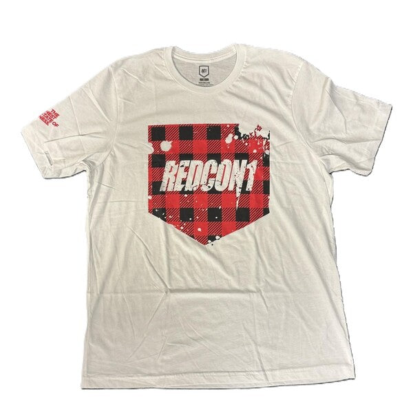 Redcon1 T-shirt med rødt ternet mønster, størrelse Small