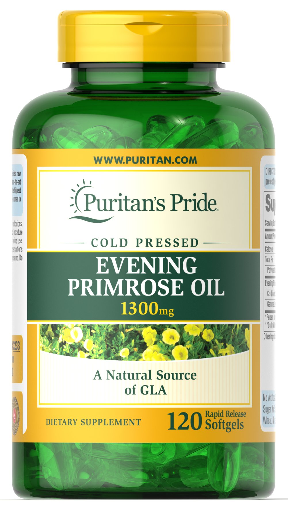 Puritan's Pride Evening Primrose Oil 1300 mg, 120 bløde kapsler