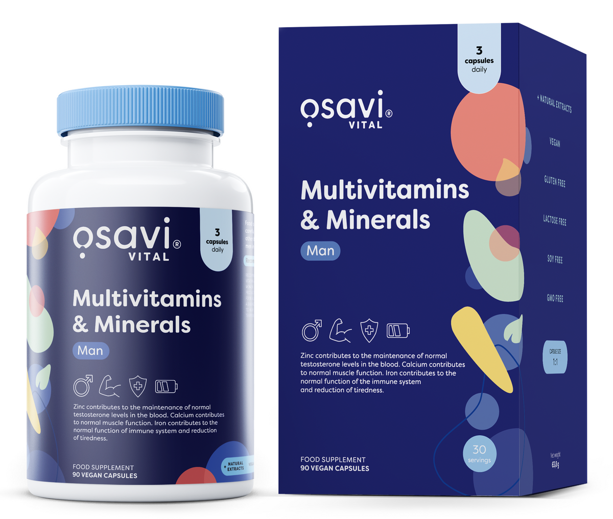 Osavi Multivitamins & Minerals Man, pakke med 90 veganske kapsler