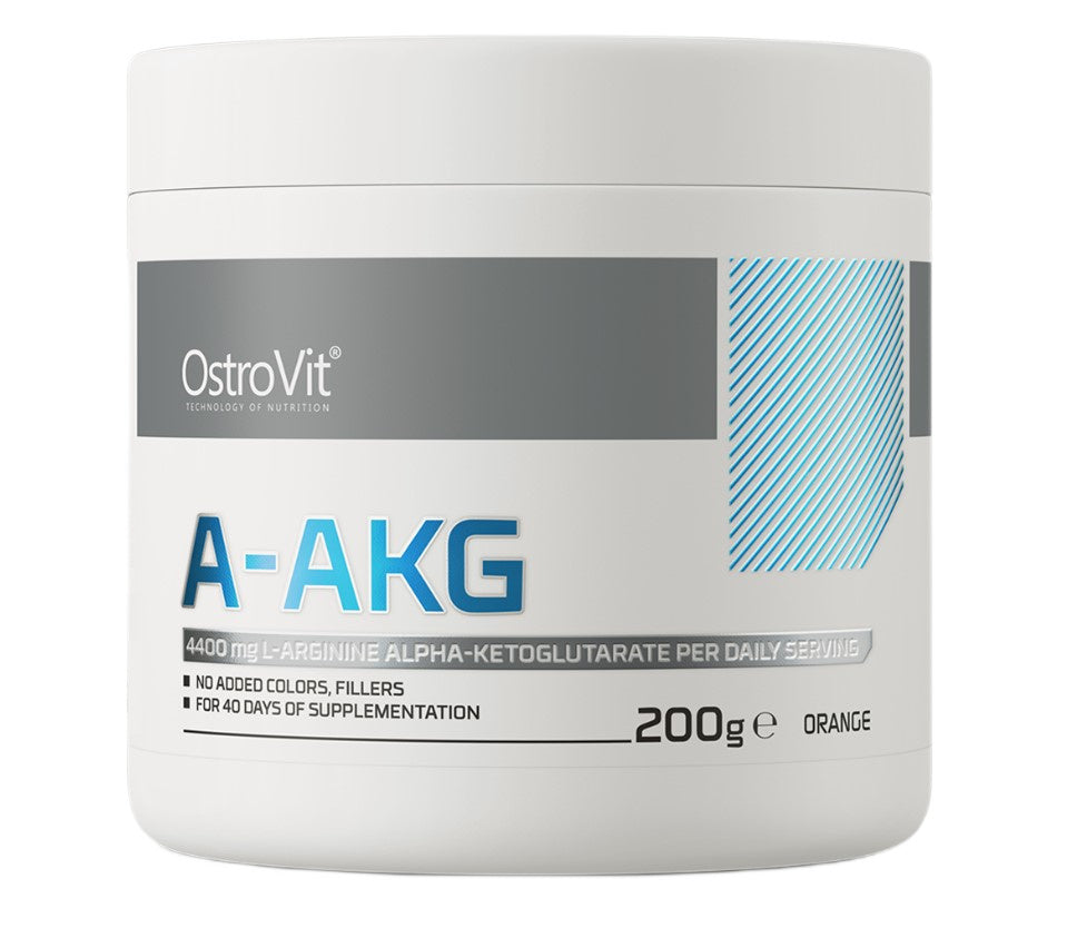 Dåse med OstroVit Arginin A-AKG pulver med orangesmag, 200 g