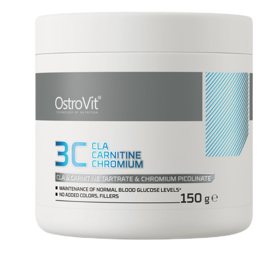 Dåse med OstroVit 3C CLA Carnitine Chromium pulver med kiwismag, 150 g