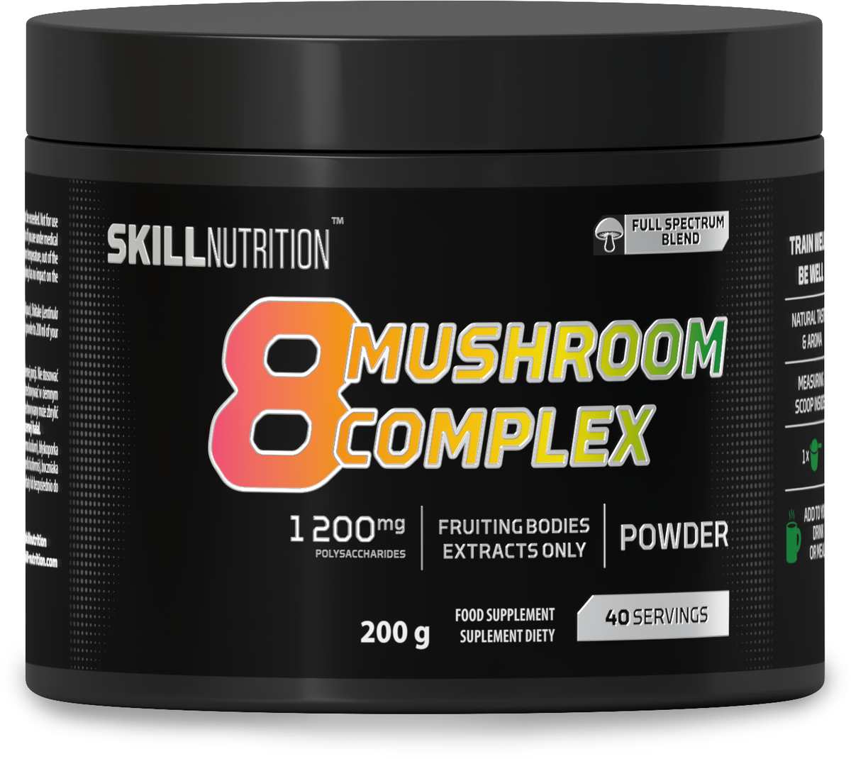 Produktbillede af Skill Nutrition 8 Mushroom Complex svampepulver, 200 g