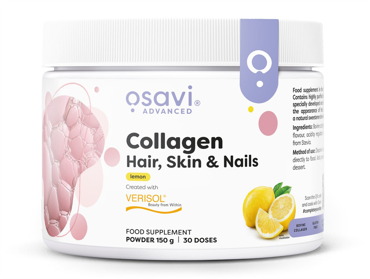 Pakke med Osavi kollagenpeptider i pulverform med citronsmag, 150 g
