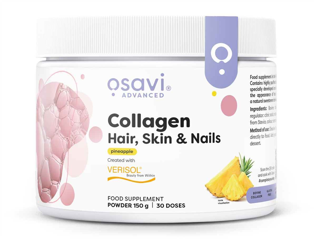 Osavi kollagenpeptider i pulverform med ananassmag, 150 g beholder