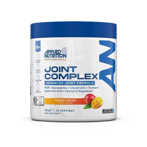Beholder med Applied Nutrition Agewell 40+ Ledkompleks pulver, smag Mango Crush, 300 g