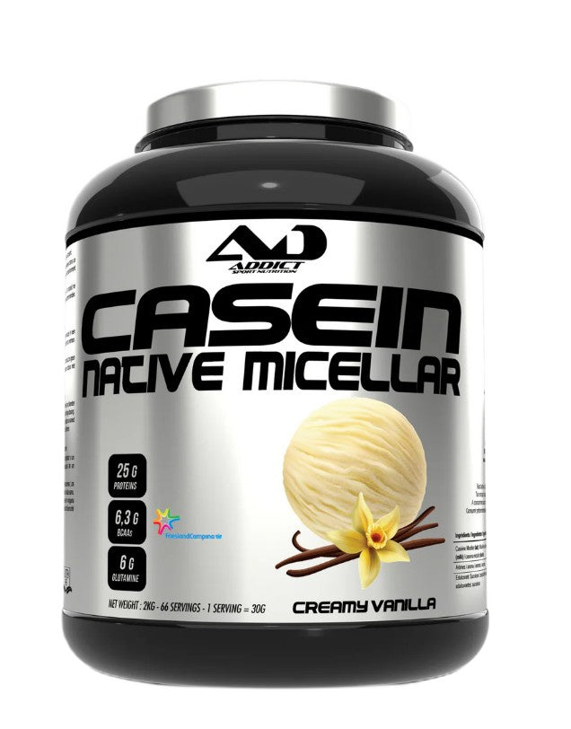 Pose med Addict Sport Nutrition Native Micellar Casein, Creamy Vanilla, 2000 g