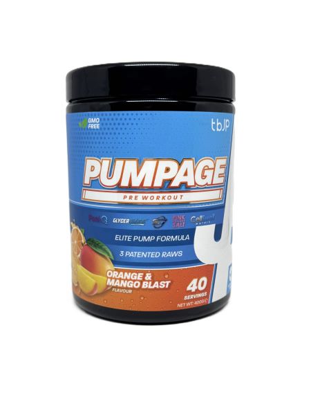 Bøtte med Trained by JP Pumpage i smagen appelsin og mango, 400 g