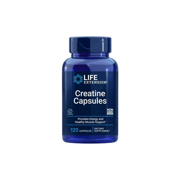 Flaske med Life Extension kreatinkapsler, 120 kapsler