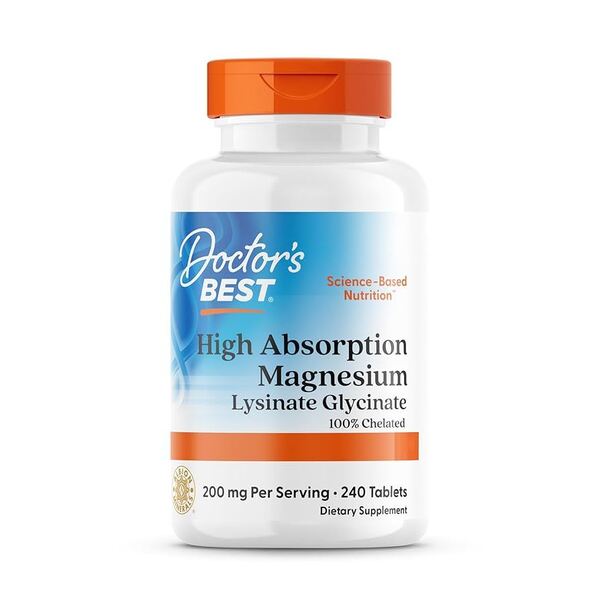 Pakke med Doctor's Best magnesiumglycinat 100 mg, 240 tabletter
