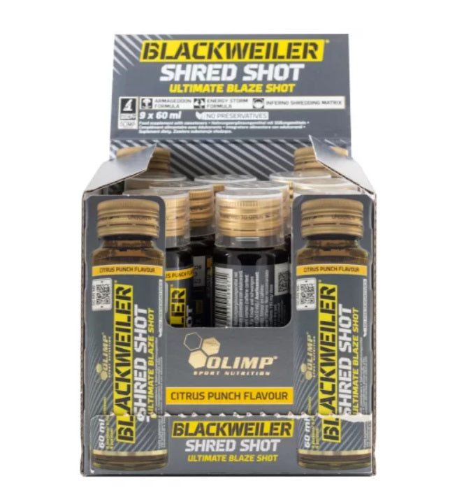Olimp Nutrition Blackweiler Shred Shot pre-workout, Citrus Punch, 9 x 60 ml