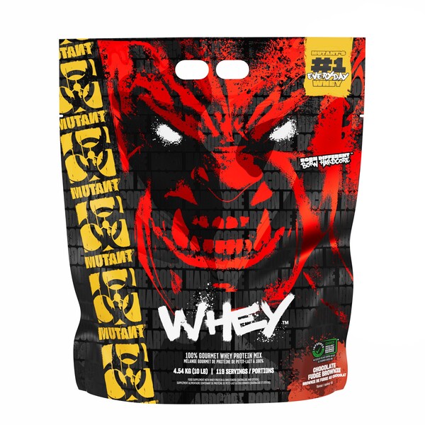 Stor spand med Mutant Whey valleprotein, smag Chocolate Fudge Brownie, 4540 g