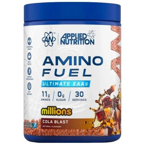 Bøtte med Applied Nutrition Amino Fuel EAA-pulver i smagen Millions Cola Blast, 390 g