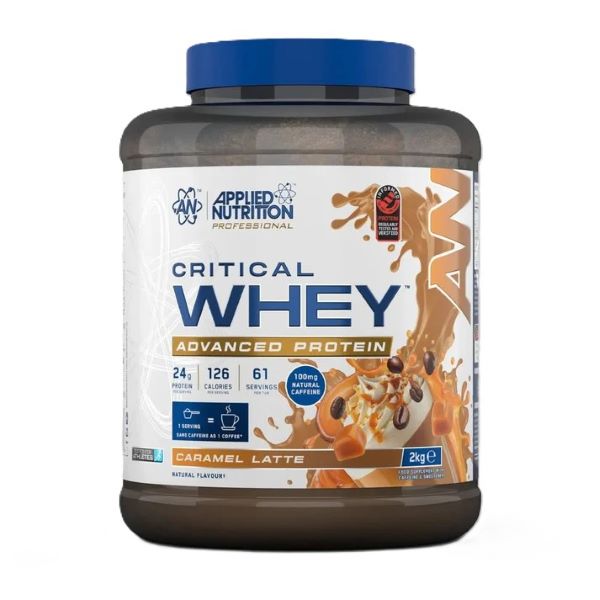 Applied Nutrition Critical Whey valleprotein med smag af Caramel Latte i pakning på 2000 g