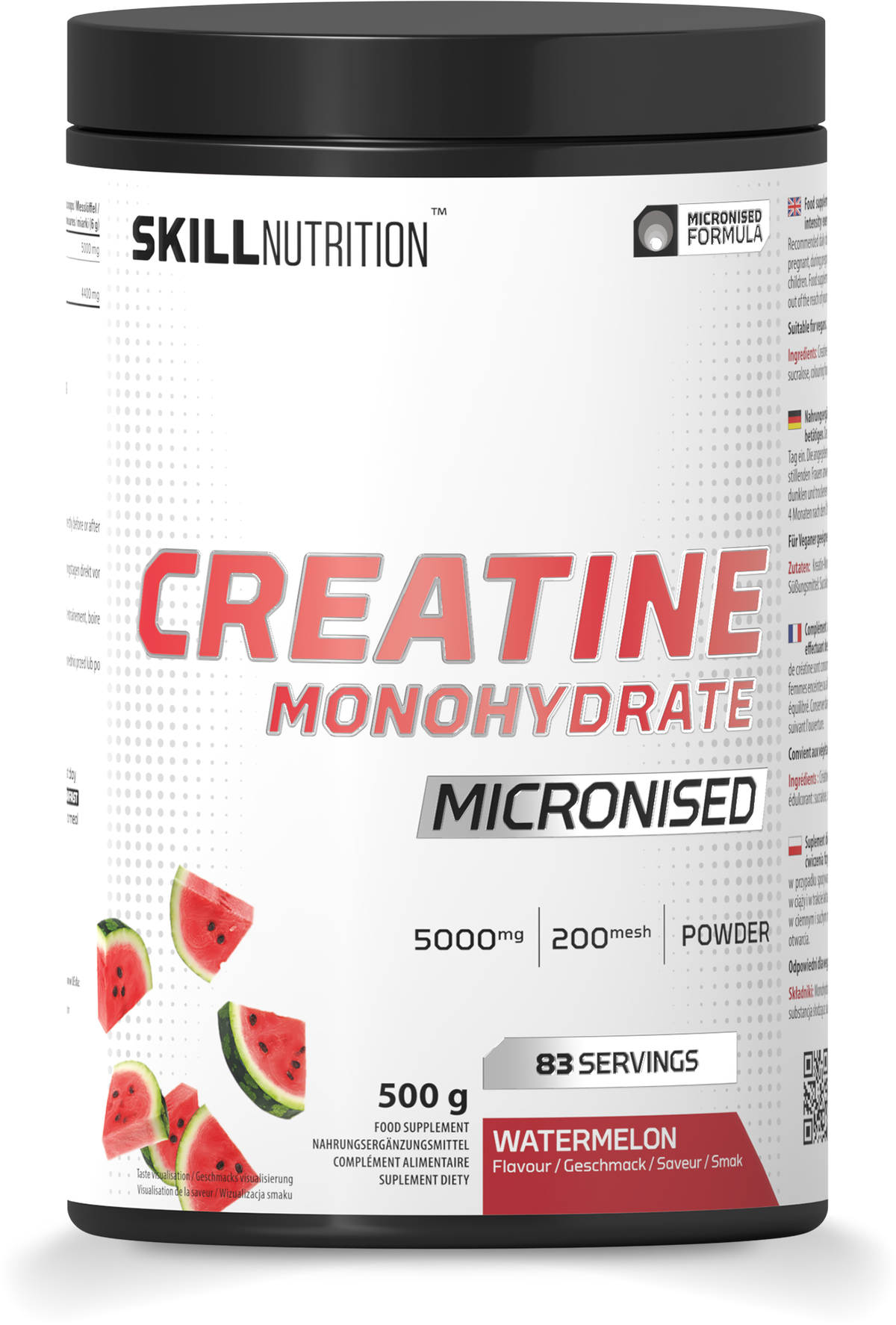 Beholder med Skill Nutrition Micronised Creatine Monohydrate, Watermelon, 500 g