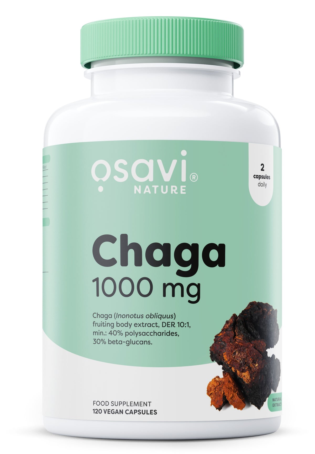 Osavi Chaga 1000 mg i pakke med 120 veganske kapsler