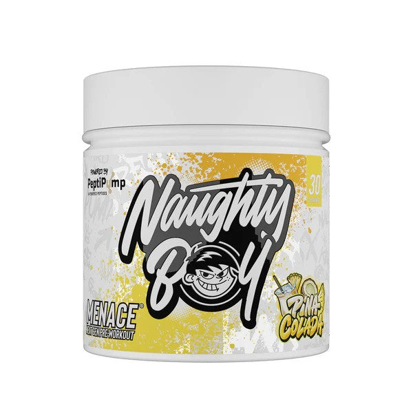 Naughty Boy Menace V2 pre-workout i smagen Pina Colada, beholder med 210 g