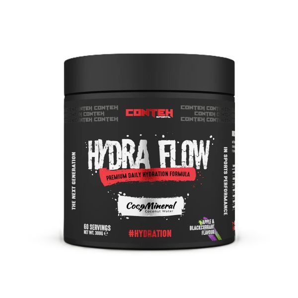 Conteh Sports Hydra Flow med smag af Apple & Blackcurrant, pakke med 300 g pulver