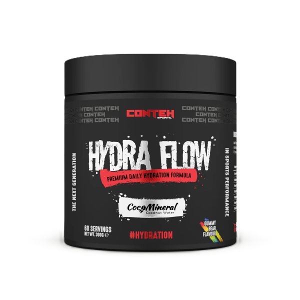 Pakke med Conteh Sports Hydra Flow elektrolytpulver, smag Gummy Bear, 300 g