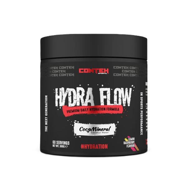 Pakke med Conteh Sports Hydra Flow elektrolytpulver, Lemon Raspberry, 300 g