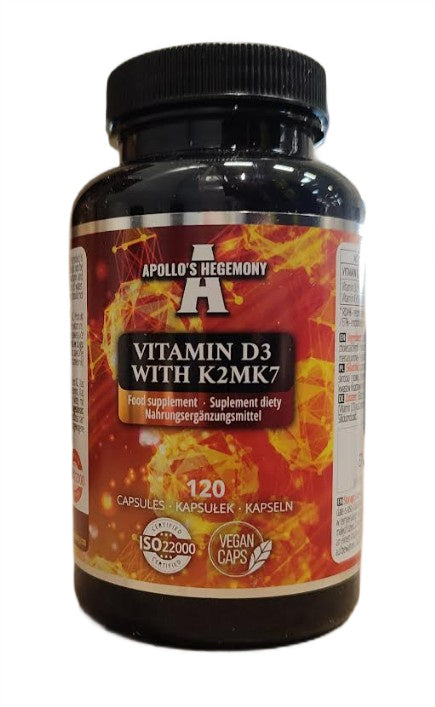Apollo's Hegemony Vitamin D3 with K2 MK7, pakke med 120 vegetabilske kapsler
