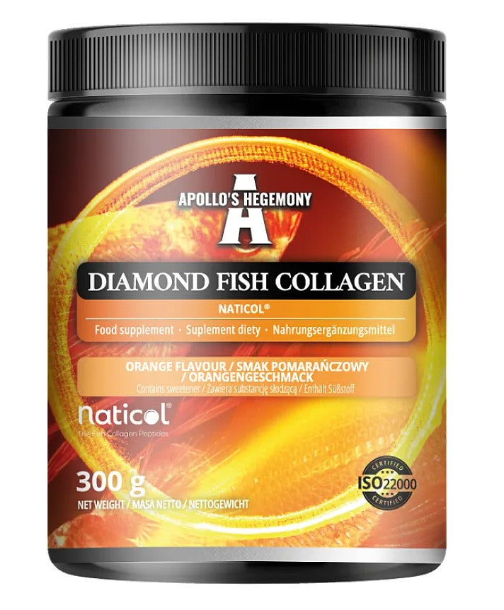 Apollo's Hegemony Diamond Fish Collagen marint kollagen, appelsin, 300 g