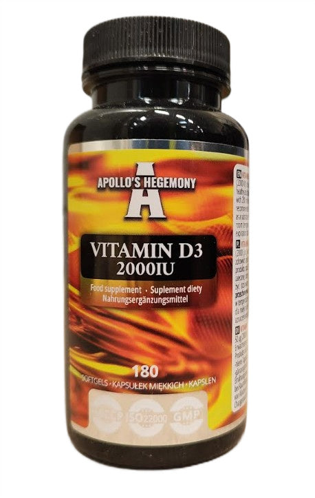 Apollo's Hegemony vegansk D3-vitamin 2000 IU, 180 bløde kapsler