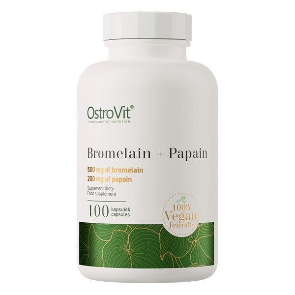 OstroVit Bromelain + Papain 100% Vege, pakke med 100 kapsler