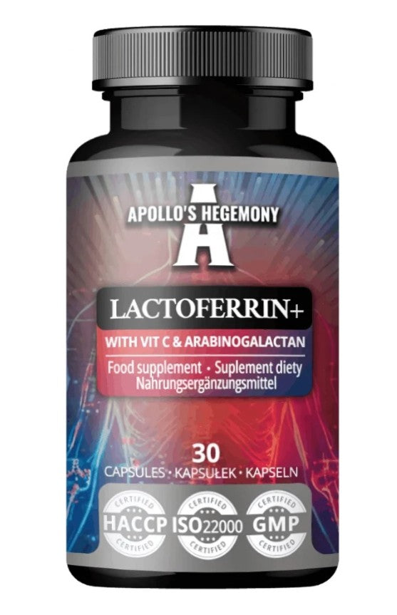Apollo's Hegemony Lactoferrin+ med C-vitamin og arabinogalactan, 30 kapsler