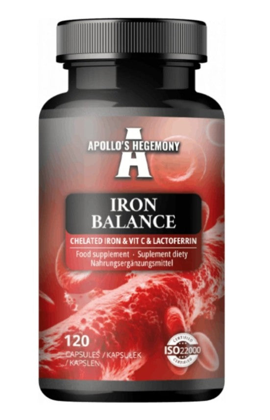 Apollo's Hegemony Iron Balance kosttilskud med jern, C-vitamin og laktoferrin, 120 kapsler