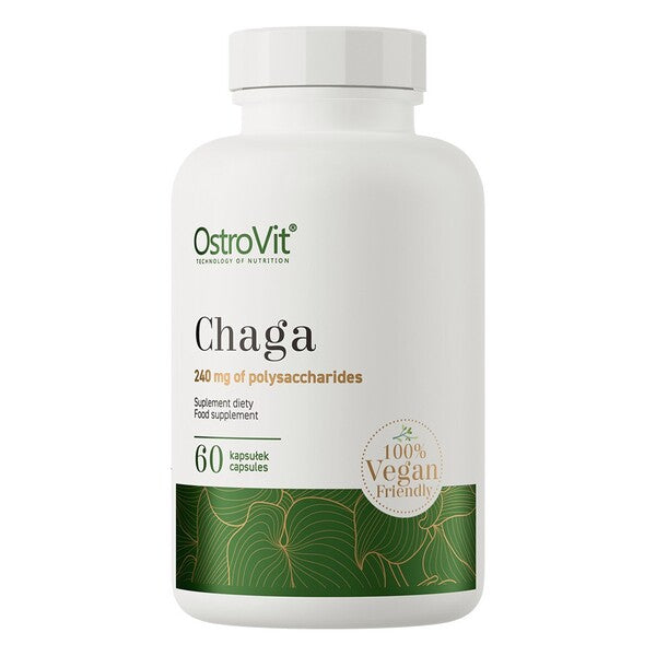 Pakning med OstroVit Chaga-kapsler, 60 kapsler med chaga-svampeekstrakt