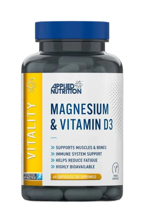 Pakning med Applied Nutrition Magnesium og D3-vitamin, 60 vcaps